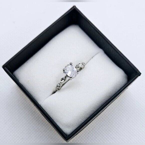 Sterling Silver Wedding Anniversary Engagement 2 Carat Oval Moissanite D… - Picture 2 of 10